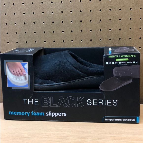 black series memory foam slippers